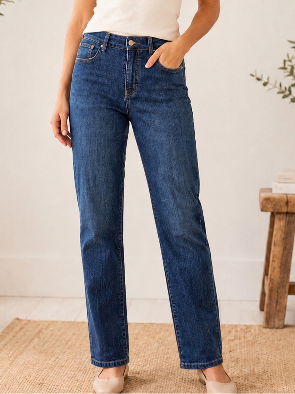 Bandolino Caroline Dark Wash Straight Leg Stretch Jeans NWOT”.